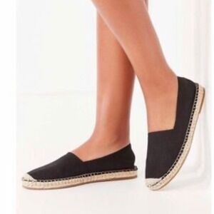 Urban Outfitters UO Black slip-on Espadrilles Canvas Flats Shoes‎ Size 8